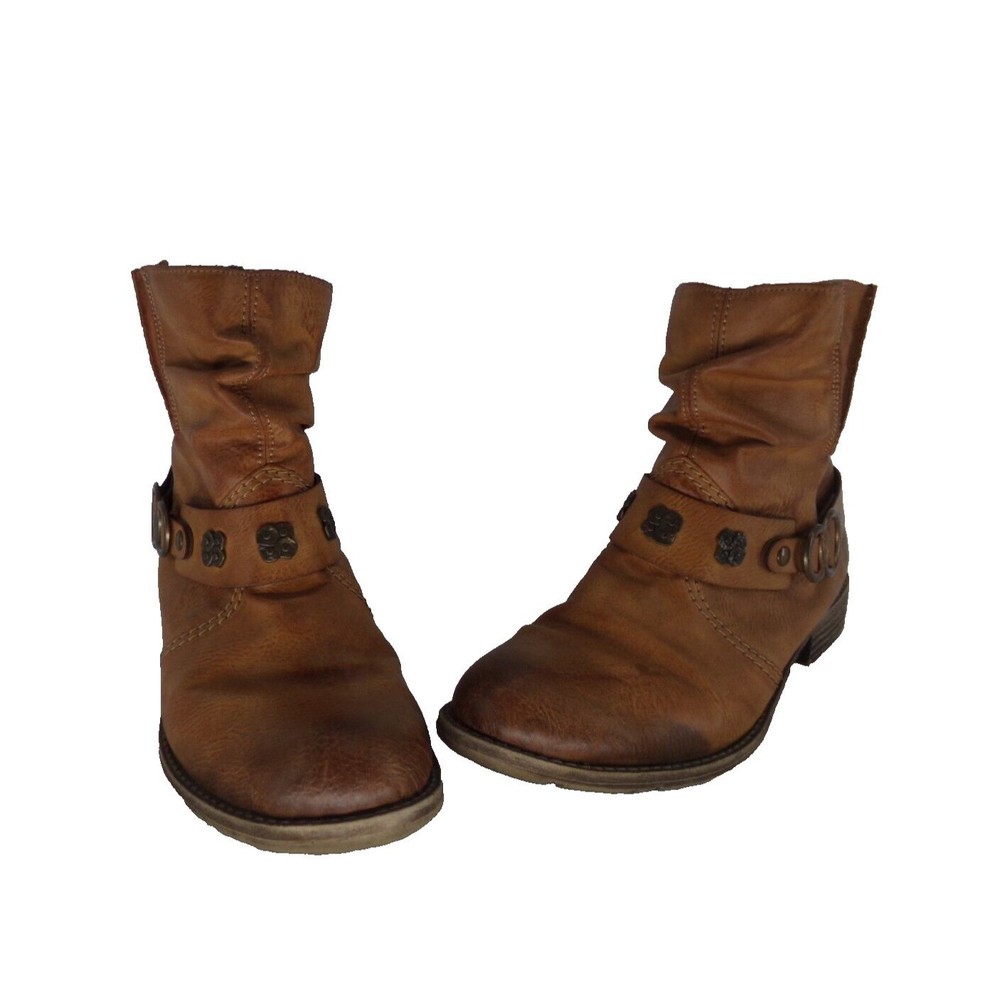 Women's RIEKER Booties Ankle Boots Shoes Brown Side Zipper Size EUR 40 / US 9.5